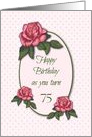 Happy 75th Birthday: Pink Roses Tiny Dots, Turning Seventy-Five card