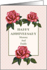 Happy Anniversary Mummy And Daddy: Pink Roses, Original Art card