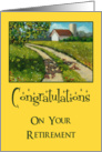 Congratulations on Retirement: Christian: Country Road Painting card