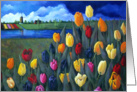 Dutch Landscape With Tulips: Blank Inside: Original Art card