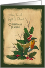 Joyful & Blessed Christmas: Holly, Robin, Original Art: Christian card