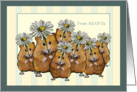 Happy Birthday From All of Us, Cute Hamsters with Daisies card