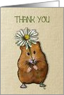 Thank You for the Gift, Cute Hamster with Huge Daisy, Original Art card
