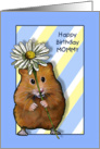 Happy Birthday Mommy, Cute Hamster with Big Daisy Flower card