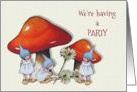 Party Invitation for Girls, Fantasy Art, Toadstools, Gnomes, Daisies card