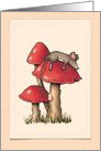 Get Well, Humor, Under the Weather, Cute Mouse on Toadstool, Art card