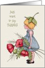 General Thank You, Little Girl with Red Poppies, Color Pencil Art card