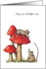 Get Well, General, Cute, Whimsical, Mice with Toadstools, Hand Drawn card