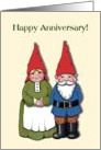 Happy Anniversary, Older Couple, Cute Gnome Couple card