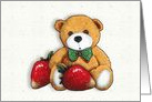 I Love You Berry Much, Teddy Bear with Strawberries, Painting card