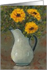 Yellow Gerbera Daisies, Enamel Pitcher, Painting, Blank, All Occasion card