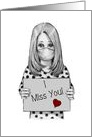 Coronavirus Isolation, Miss You, Woman with Mask, Social Distancing card
