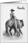 Coronavirus, Thinking of You, Howdy, Cowboy on Horse, Pencil Drawing card