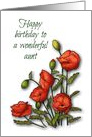 Happy Birthday to Wonderful Aunt, Bright Red Poppies, White Background card