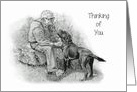 Coronavirus, Thinking of You, Elderly Man and Dog, Pencil Art card