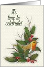 Christmas, Religious, Christ Child, English Robin with Holly, Bird card