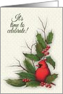 Christmas, Religious, Christ Child, Red Cardinal with Holly, Bird card