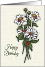 Happy Birthday, General, Daisies and Ladybugs, Tiny Dots, Floral Art card