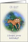 Belated Happy Birthday For Child, Fawn - Oh Deer! Forgot Your Day, Pun card