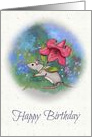 Happy Birthday, General Birthday, Mouse with Lily in Garden card