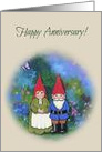 Happy Anniversary, Marriage, Gnome Couple with Butterfly Illustration card