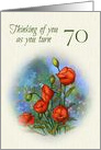 Happy Birthday, Turning 70 Seventy, Painting of Red Poppies Flowers card