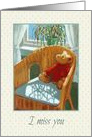 Coronavirus I Miss You with Teddy Bear by Sunny Window, Tiny Dots card