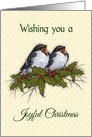 Joyful Christmas With Songbirds Singing, Holly and Berries and Twigs card