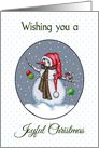 Joyful Christmas With Snowman and Birdie, Falling Snow card