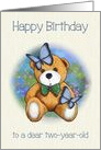 Happy Birthday Two-Year-Old With Teddy Bear and Butterflies card