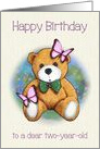 Happy Birthday Two-Year-Old With Teddy Bear and Butterflies card
