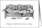 Happy National Sons Day to Son, Guy Sleeping on Couch, Humor card