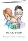 Coronavirus Encouragement Family Covering Up Masks Wanted Poster card