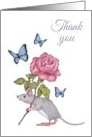 Thank You General For Kindness Mouse With Rose and Butterflies card