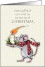 Coronavirus Covid Christmas With Cute Mouse and Flaming Candle card