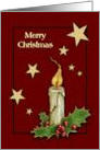 Merry Christmas General Illustration of Flaming Candle Stars Holly card