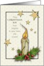General Christmas Joy Burn Brightly Flaming Candle Stars Holly Berries card