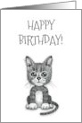 Happy Birthday General with Cute Kitten Hope It’s Purrfect Pencil Art card