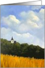 Any Occasion Blank Inside Painting Of Wheat and Trees and Steeple card
