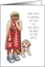 COVID Thinking of You Humor Little Girl With Puppy Feeling Annoyed card