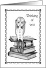 COVID Thinking of You with Pixie Girl Sitting on Books Magical Things card