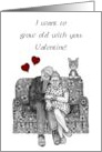 Valentine I Want To Grow Old With You Elderly Couple Love Seat Kitten card