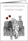 Happy Valentine’s Day to Grandma and Grandpa Older Couple Snuggling card