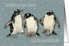 Happy Birthday For Kids Winter Birthdays Happy Penguins in Snow card