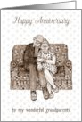 Happy Anniversary To Wonderful Grandparents Sepia Art Couple on Couch card