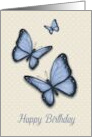 Happy Birthday Religious Message with Blue Butterflies on Tiny Dots card