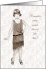 Getting Older Birthday Humor With Drawing of Flapper Girl Pencil Art card