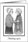 Missing You During COVID Two Old Friends Drawing of Elderly Ladies card