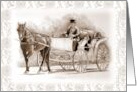 Any Occasion Blank Inside Drawing of Horse and Buggy Sepia Art card