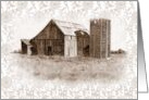 Any Occasion Blank Inside Drawing of Old Wooden Barn and Silo card